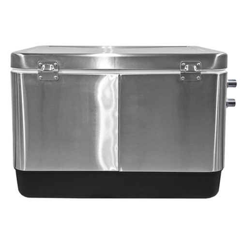 Nevera/enfriador portátil de acero inoxidable con doble grifo